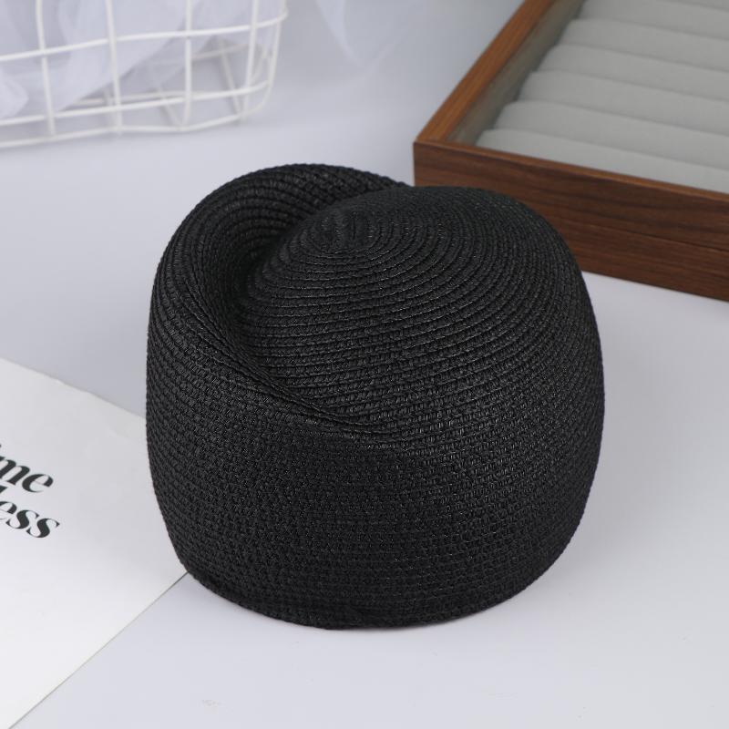 

Женский однотонный берет из соломы, летняя солнцезащитная шляпа, шляпа стюардессы для женщин, ретро, универсальная, повседневная шляпа художника, альпинистский шарф чёрный