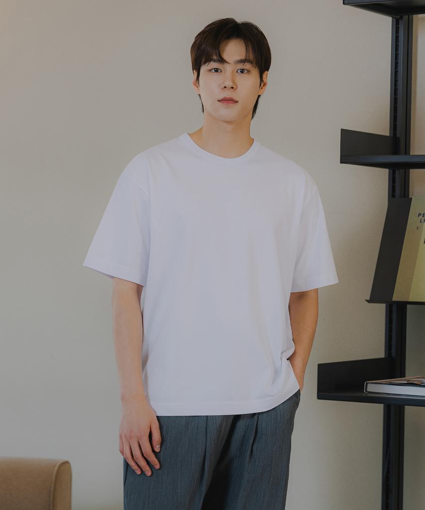 BAKKEN [Men] Plain Backless Shoulder Short Sleeve T-Shirt Bk4884 (2 Colors)