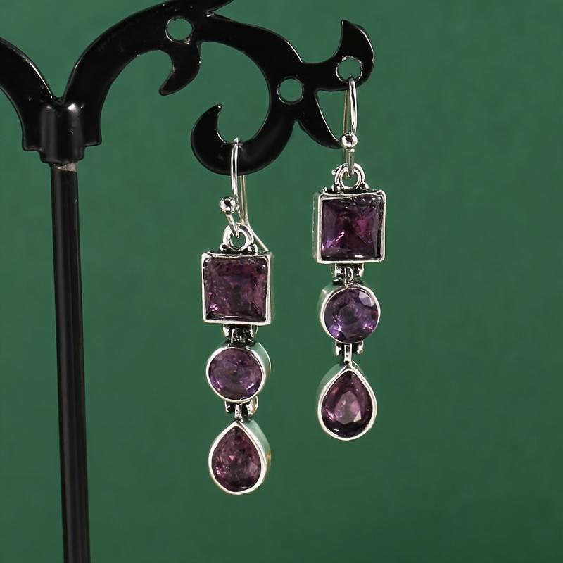 

Винтажные фиолетовые серьги с аметистом, свадебные украшения, хрустальный шар, женские украшения для ушей, подарок