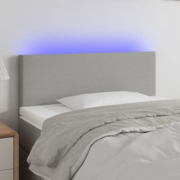 VidaXL Tête de Lit à LED Meuble de Chambre à Coucher Accessoire de Lit Simple Tête de Cadre de Lit Intérieur Gris Clair 3121322