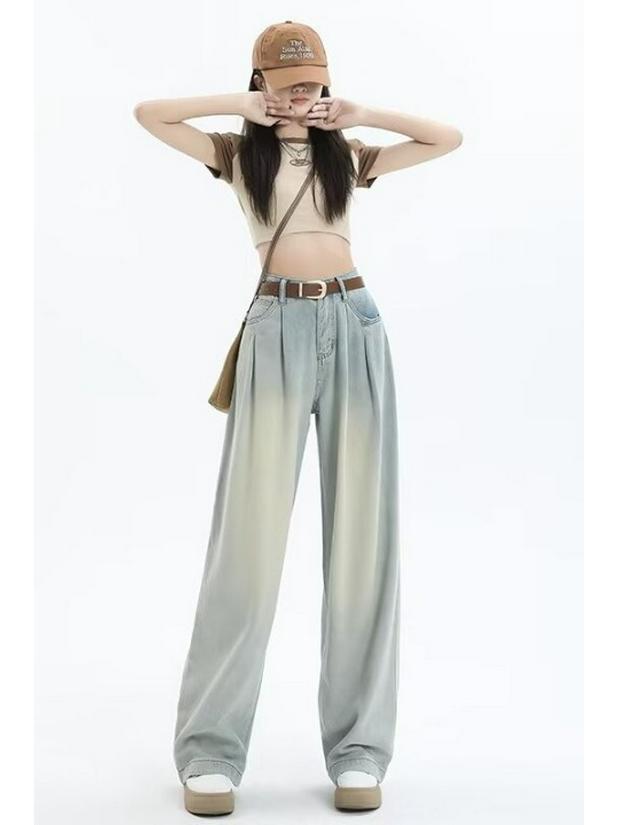 

Унисекс Джинсы из выстиранного денима широкого кроя - 2025 Ретро Трендовая Коллекция Весна/Осень для Хай-стрит XS: 155-165CM (65-75 kg)