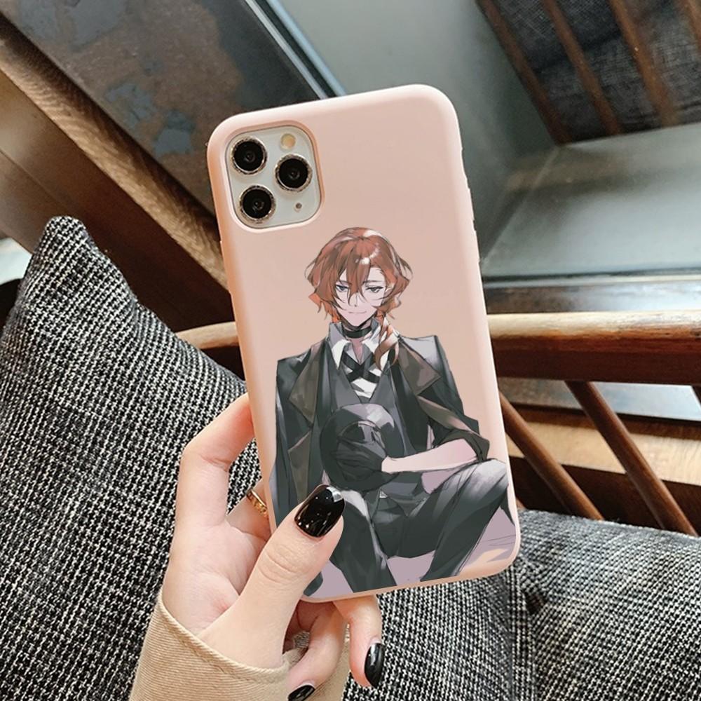 Anime Bungou Stray Dogs Phone Case for iPhone 14 11 12 13 Mini Pro Xs Max 8 7 6 6S Plus X XR Solid Candy Color Case