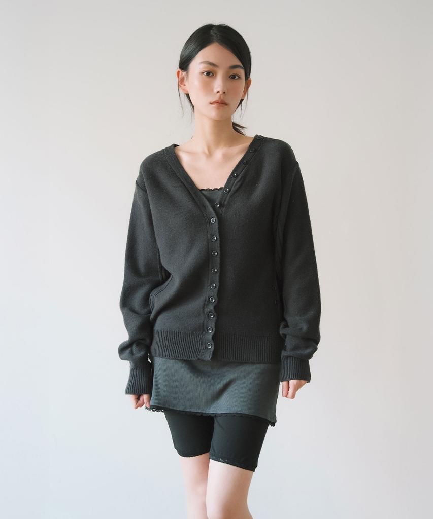 Ieoning Inside Out Multi Cardigan, Charcoal