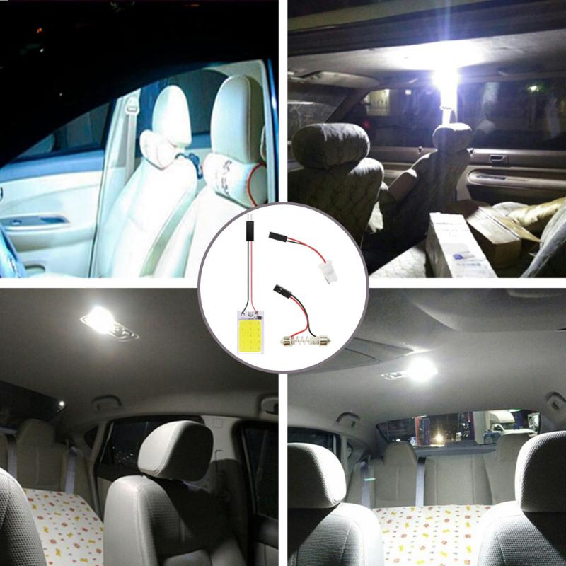 Car Interior Led Panel Light Kit Super Bright Cob Universal Adapters For Auto Dome Trunk Lighting Replacement