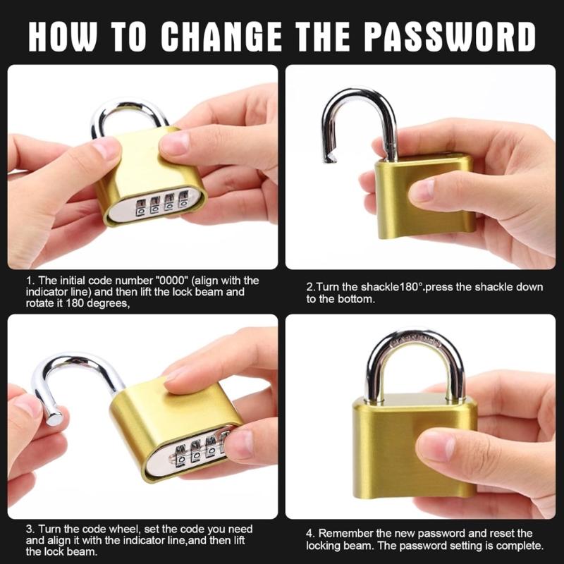 Premium Gold Combination Padlocks 10000 Code Option Waterproofed Anti Pick Resistant Heavyweights Security Lock