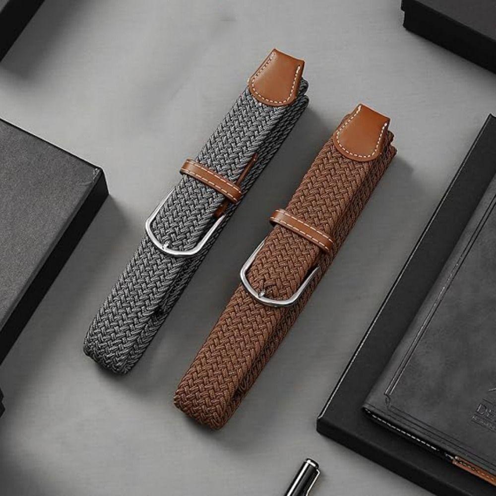 No Hole Stretch Woven Belt Multicolored Men's Waistband Premium Elastic Braided Belt  Sports