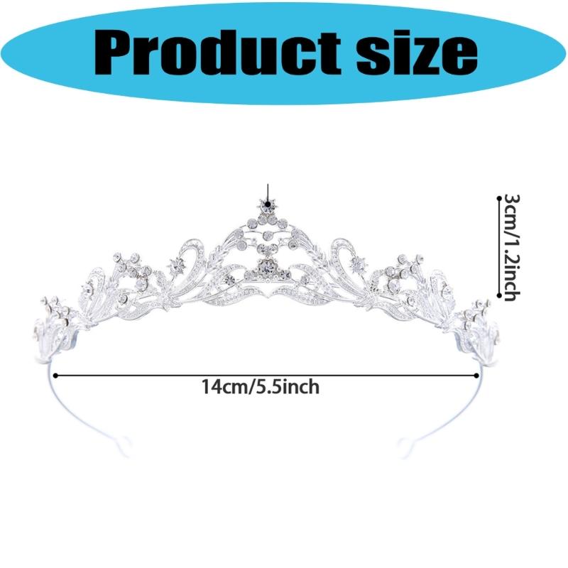 Fashionable Silver Bridal Tiaras with Rhinestones Adjustable Queen Crowns Portable for Prom and Stage Performances