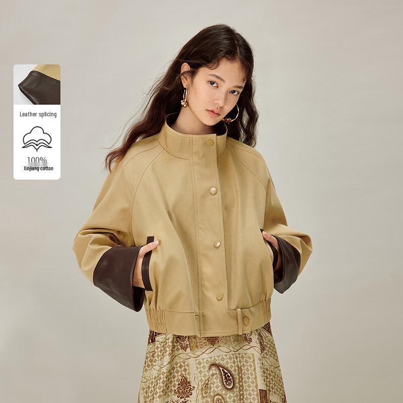 

INMAN Women s Retro Khaki Stand-Up Collar Workwear Jacket XL