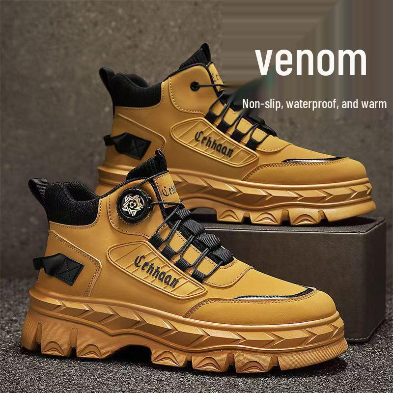 2026 Men's High-Top Martin Boots: Trendy, Thick Sole, Height-Increasing, Anti-Slip Casual Sports Shoes for Spring/Autumn.