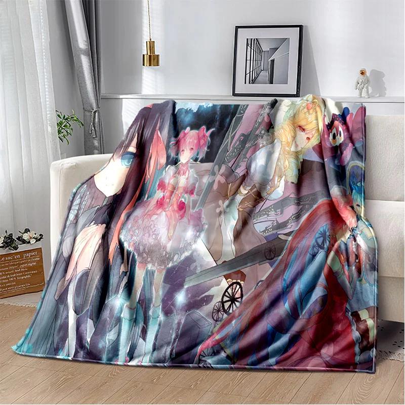 Karikatür Puella Magi Madoka Magica Battaniye, Yumuşak Atmak Battaniye Ev Yatak Odası Yatak Kanepe Piknik Seyahat Ofis Kapak Battaniye Çocuklar için