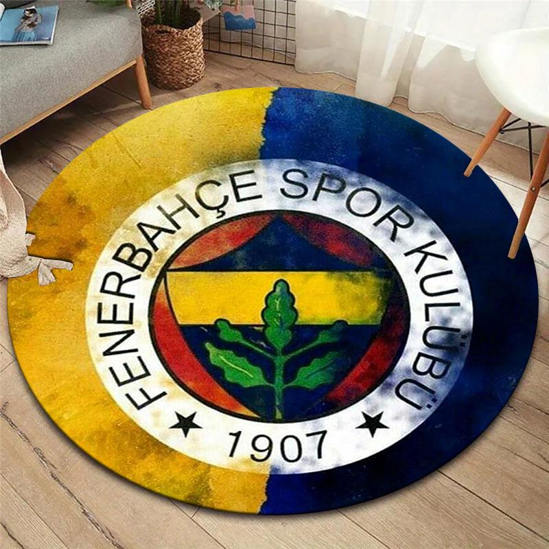 Fenerbahçe Sports Club Round Area Rug,Carpet Rug for Living Room Bedroom Sofa Playroom Decor,Non-slip Floor Mat