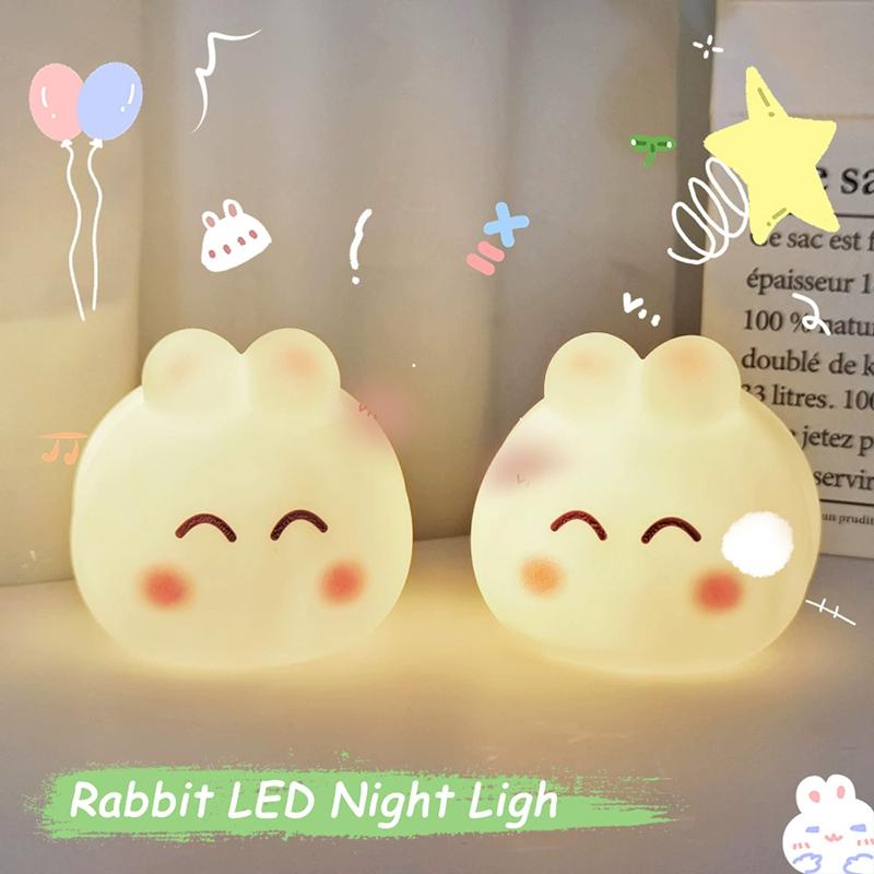 Vinyl Panda Night Light Bunny Lamp Cartoon Children's Bedroom Decorative Desk Lamp Present Adorable Animal Night Light Desk Accessories