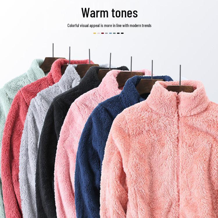 Women's Fleece Zipper Hoodie - Warm Winter Furry Pajama Top, Trendy Autumn Outerwear