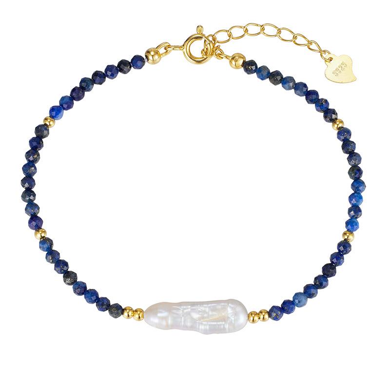 

European & American Light Luxury Lapis Lazuli Baroque Necklace for Women - S925 Sterling Silver S925 Silver