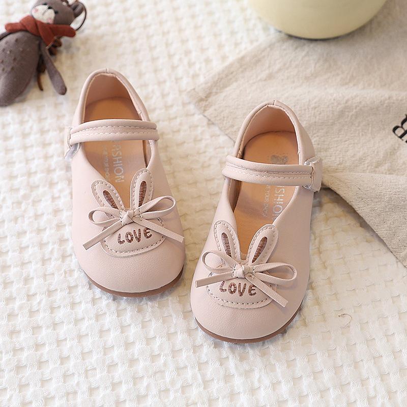 Sweet Little Girl Bow Leather Mary Jane Shoes - Soft Sole Rabbit Design (2026) 25 розовый