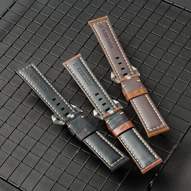 Crazy Horse Leather Frosted Retro Watch Strap 22/24/26mm - European & American Style