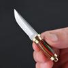 Brass Colored Wood Mini Fixed Blade Knife Sharp Small Chopper Portable Keychain Hanger Unpackage Express Opening Cutter