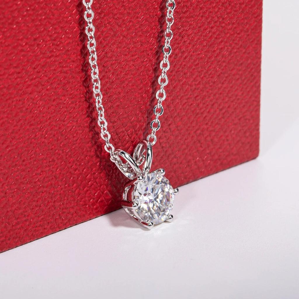 Collier con Pendente Diamante Moissanite 1 Carato Colore D Oro Massiccio 14K Per Donna Con Certificato Gioielleria Fine