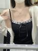 Real shot, summer Korean version of slim fit pure desire lace edge lace-up chest pad thin suspender inner vest top