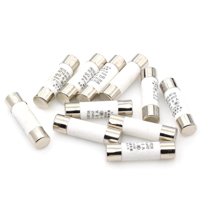 20Pcs 10*38 Fast Blow Ceramic Fuse 10x38mm 380V 500V 0.5A-40A RO15 RT18 RT14 Fuse for Circuit Protection