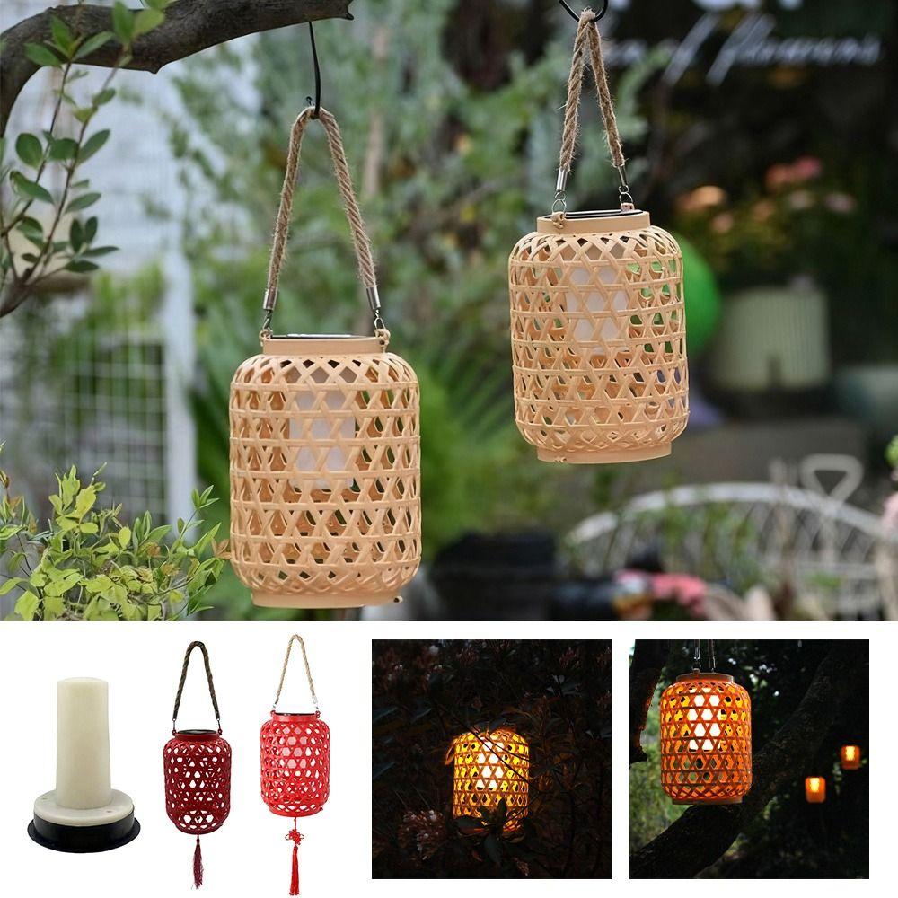 Waterproof Solar Lantern Warm Light Solar Powered Woven Landscape Chandelier 800 MAH Pendant Lights LED Decorative Lights