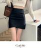 Brown Leather High-Waist Irregular Half Skirt for Women - Chic, Hip-Hugging, Coffee Color, Perfect for Spring & Autumn 2026.