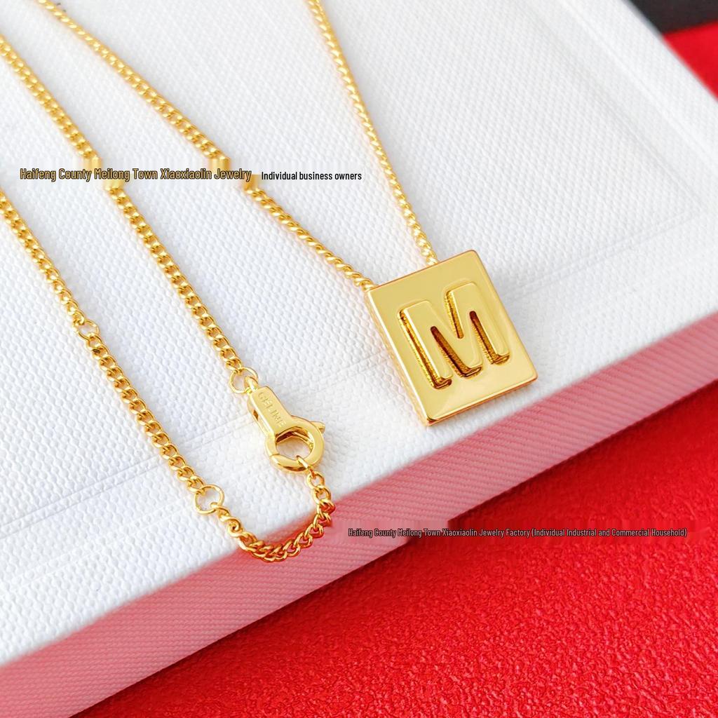 Arc de Triomphe Letter Choker: Brass Gold-Plated Small Square Tag Necklace with Initial Pendant