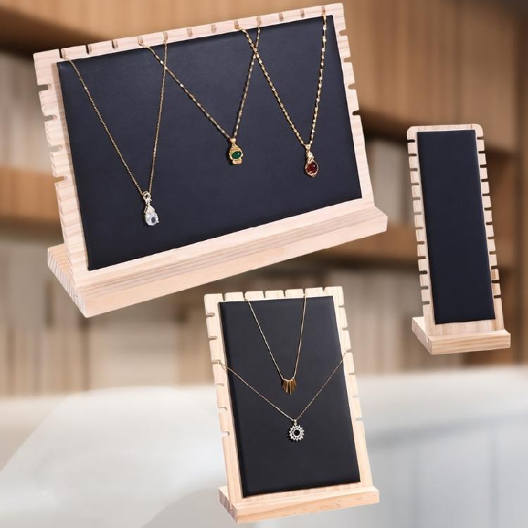 Pack of 3 Wood Jewelry Stand for Multi Piece Necklace and Bracelet Organization with Space Efficient Design