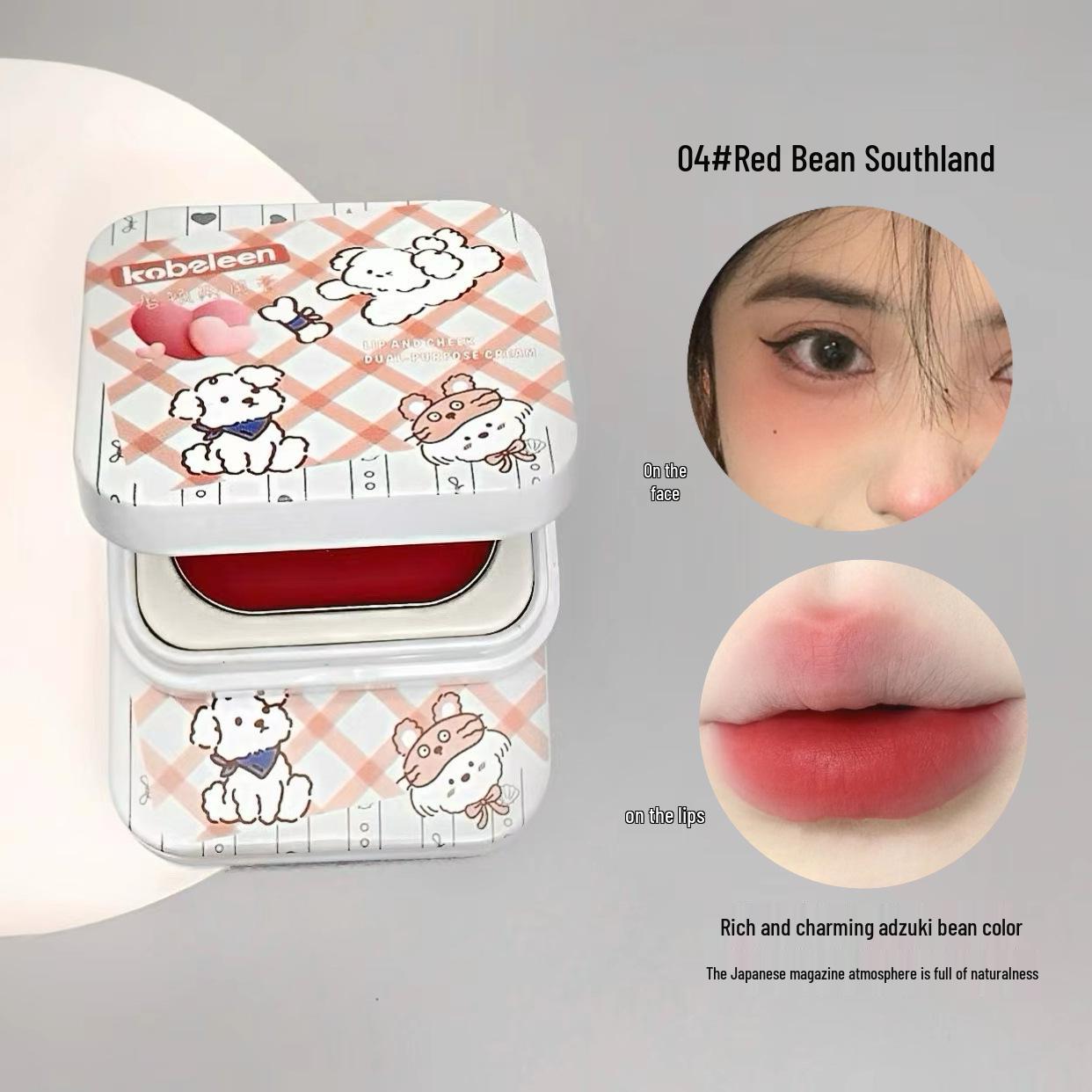 

Kobeleen Multi-Use Lip and Cheek Cream: Korean-Style Matte Blush & Lip Mud for a Girly Look