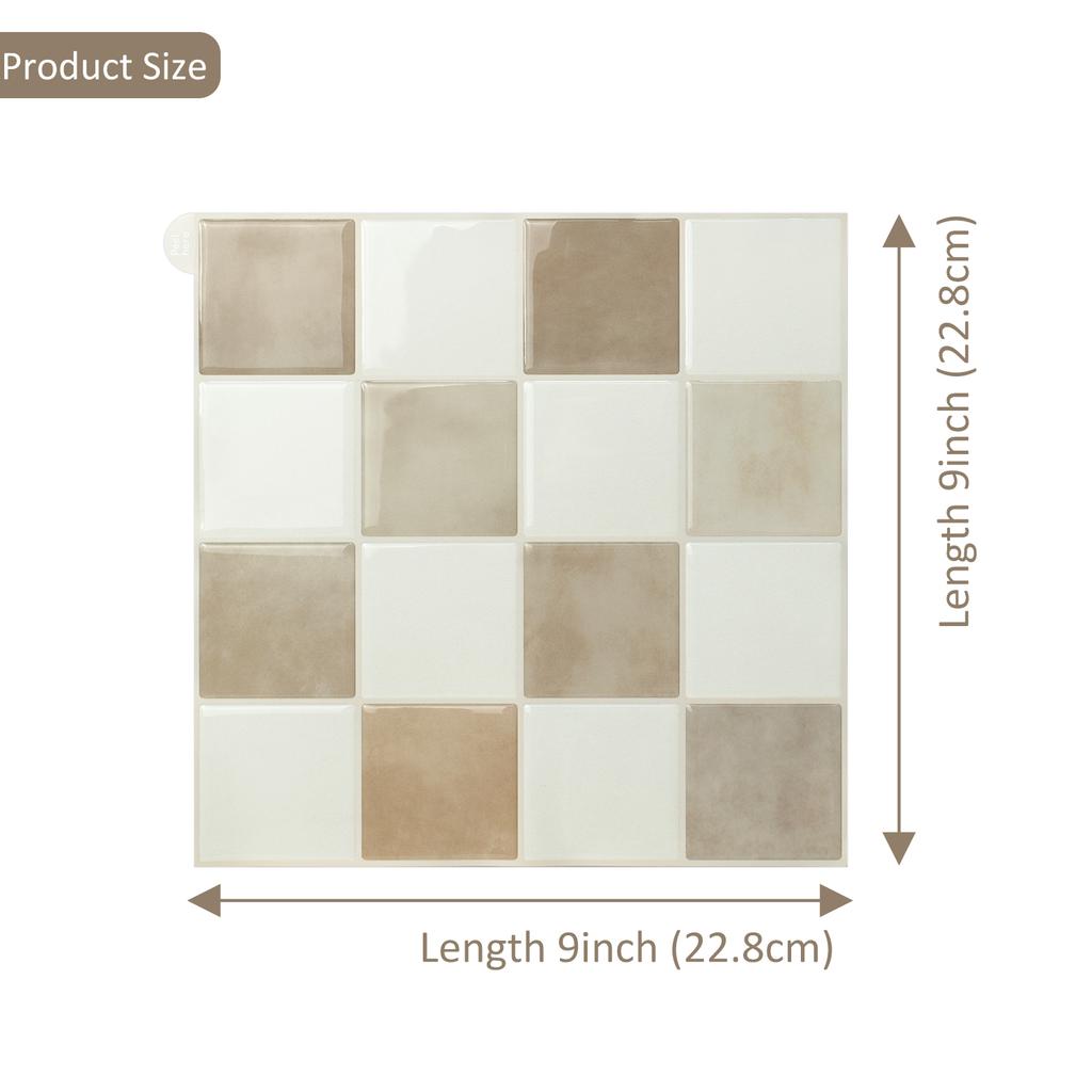 10pcs Peel and Stick Tiles Home Wall DIY Vinyl Wallpaper Modern Style Wall Stickers Durable Pet Material Tile Decals