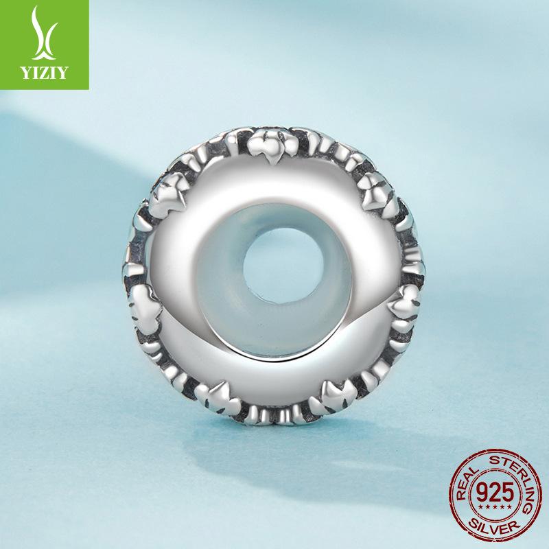 S925 Sterling Silver Retro Cross Silicone Positioning Bracelet Beads, Popular Silver Beads Loose Beads