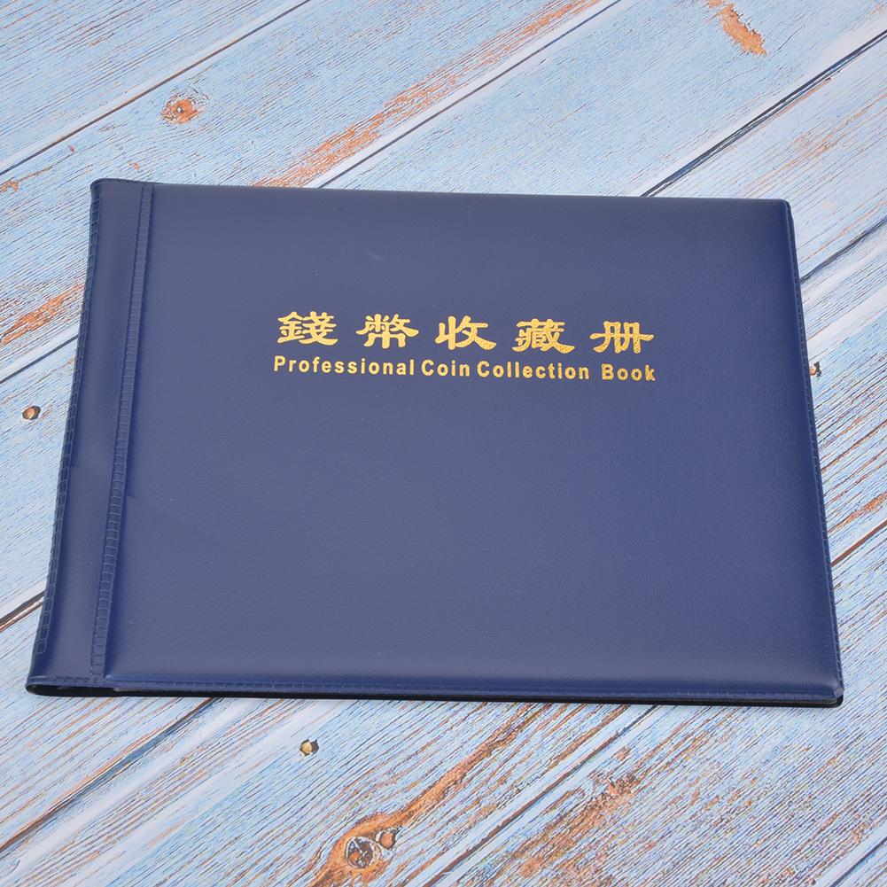 Professionellt myntsamlingsalbum fast 10 sidor instickstyp album för 240 st mynt(Blå )