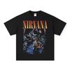 Maglietta a maniche lunghe band Nirvana vintage europeo e americano lavata effetto invecchiato maglietta a maniche corte Nirvana per uomo e donna