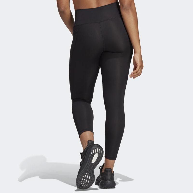 adidas Logo Print High Waist Elastic Long Sports Pants Women Bottoms Black HS9931