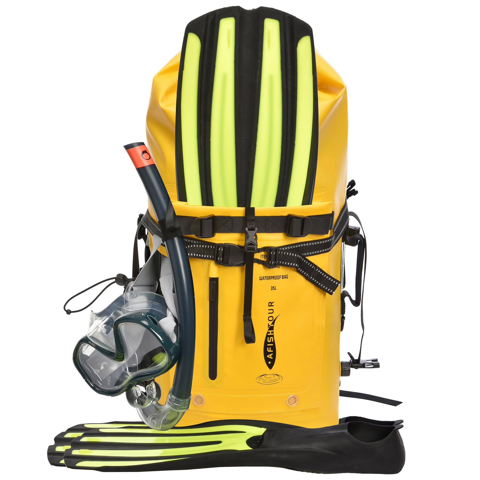 

AFISHTOUR 35 л Водонепроницаемый сухой мешок большой вместимости для и ПВХ дорожная сумка рюкзак, ролл-топ плавание, рыбалка, рафтинг, дайвинг, пеший туризм, велоспорт, пляж,