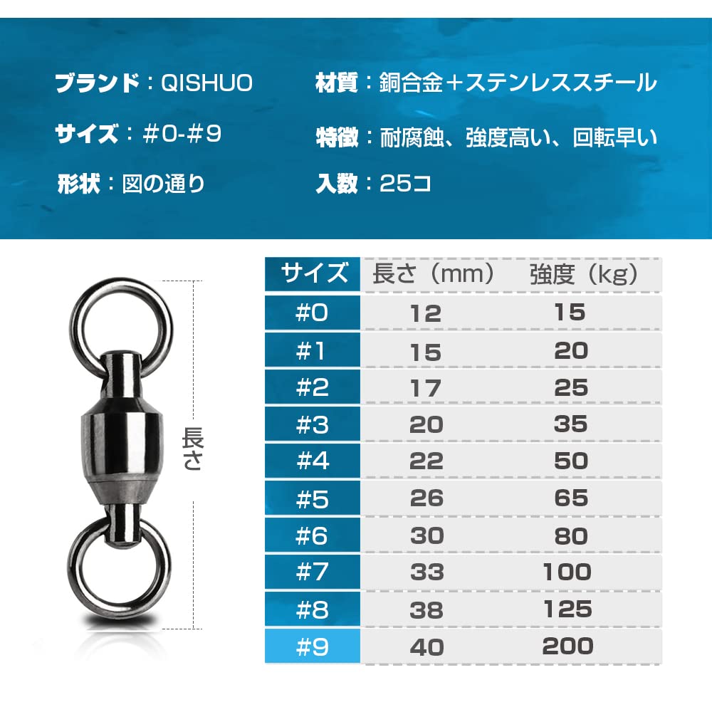 QISHUO Rolamento Anel Soldado Inoxidável Pesca 25 35kg Giradores de Alta Resistência, Aço, Snap, Giradores, Preto, Peças,