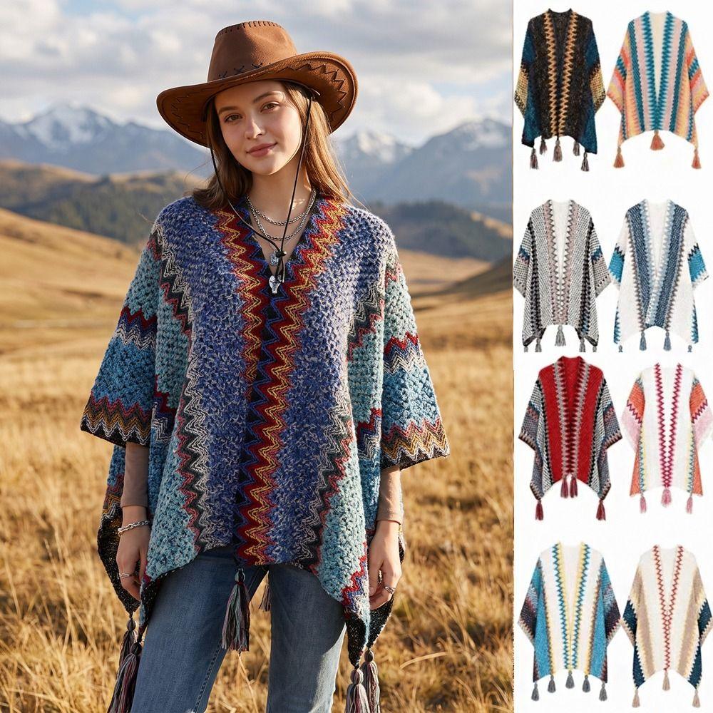 Neck Wrap Tassel Scarves Warm Knitted Cape Simple Imitation Cashmere Scarf Travel Vacation