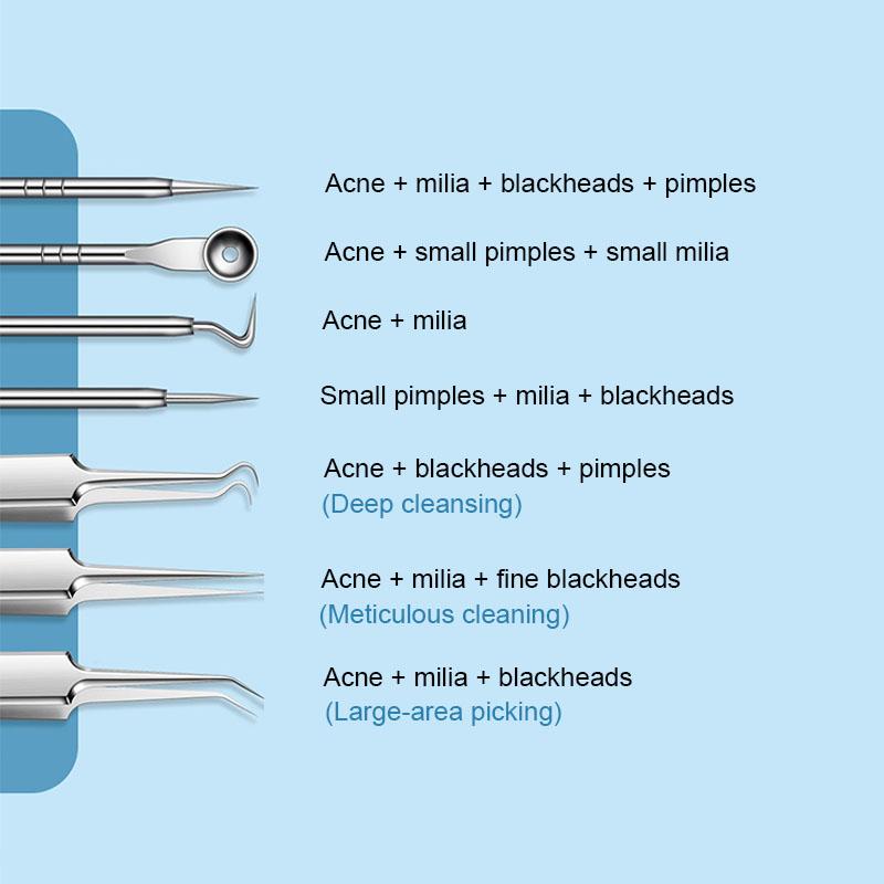 1/11Pcs Acne Pimples Blackhead Remover Blackhead Extractor Clip Ultra-fine Tweezers Acne Needle Facial Cleaner Skin FCZ01