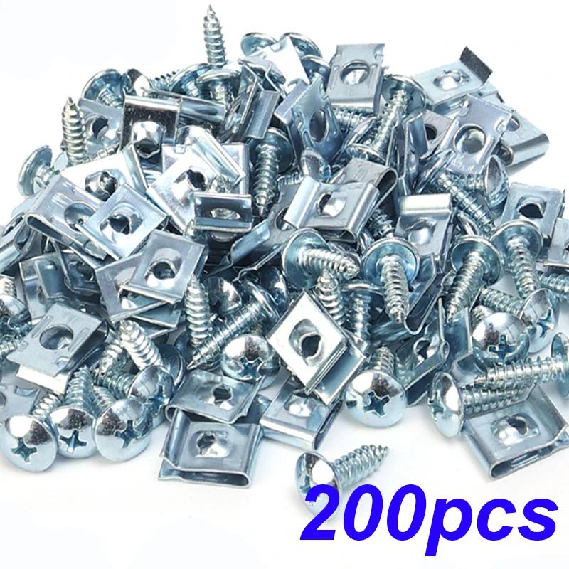 Auto Motorcycle M5 Screw Spacer Set Silver Self-Tapping Screw U-Clip Rustproof Anti-corrosion Metal Fastener Car Accessories
