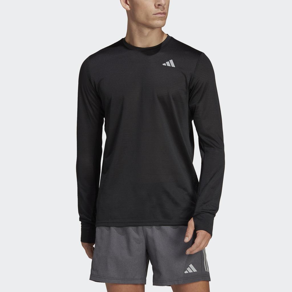 Adidas Contrast Brand Logo Print Round Neck Long Sleeve T-Shirt Men Tops Black HM8436