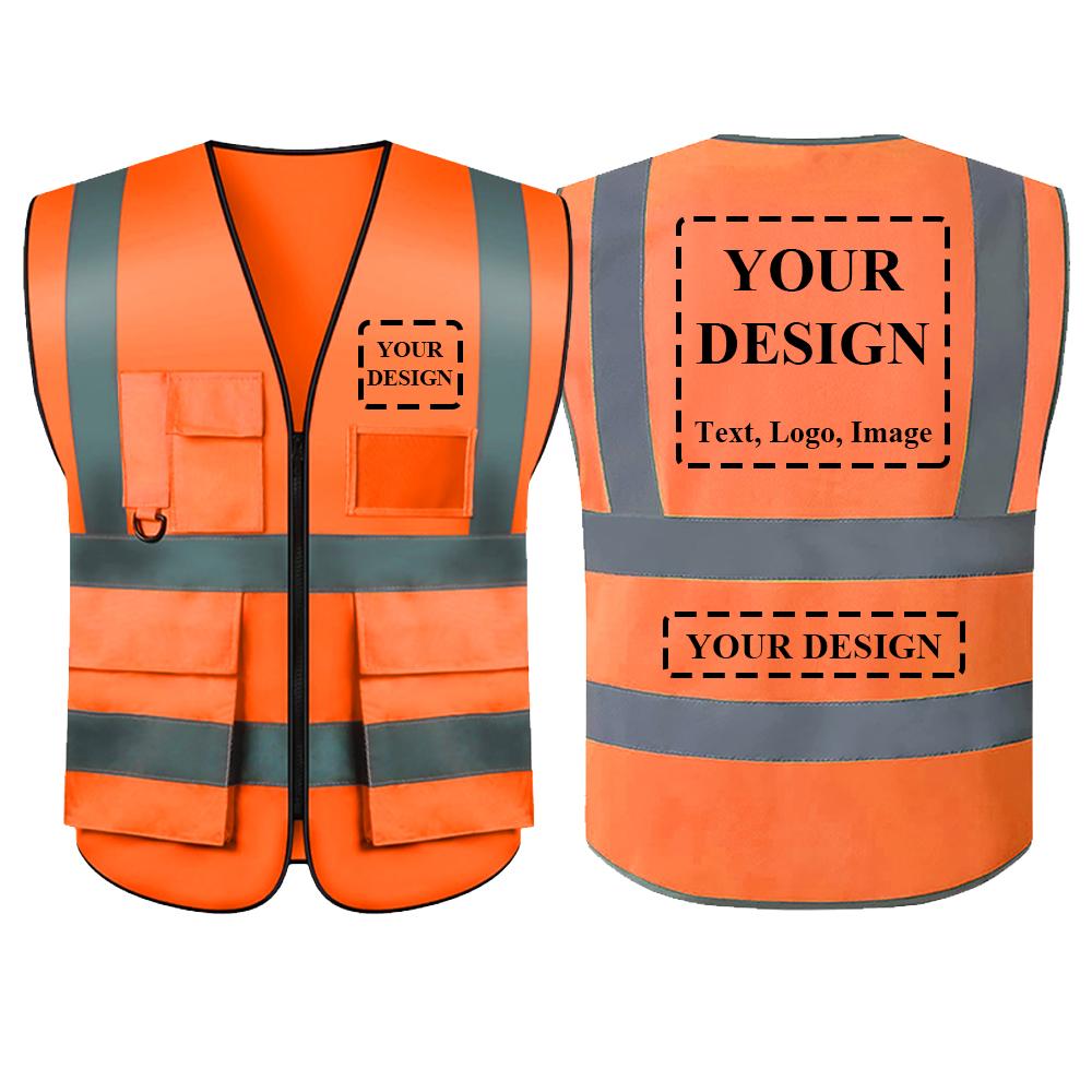 Custom Your Logo Workwear Vest Multi Pockets Construction Building Vests With Zipper Front Working Clothes For Women Men