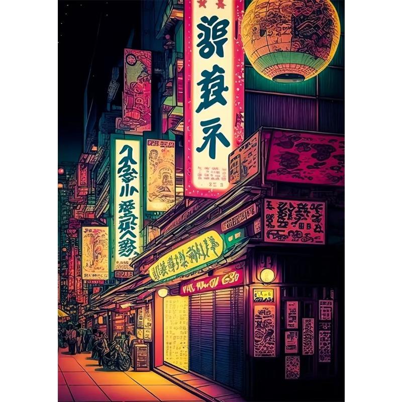 Pop Neon Japonsko Tokio Městská krajina Plakátové tisky Estetika Přírodní scenérie Anime Komiksy Nástěnné umění Tisk na plátno Domácí dekorace
