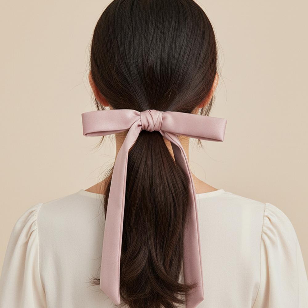 Korean Fashion Bow Hair Ties Effortlessly Chic Slim Ribbon Ponytail Holder Elegant Hair Elastic Cute Daily Hair Accessories Gift