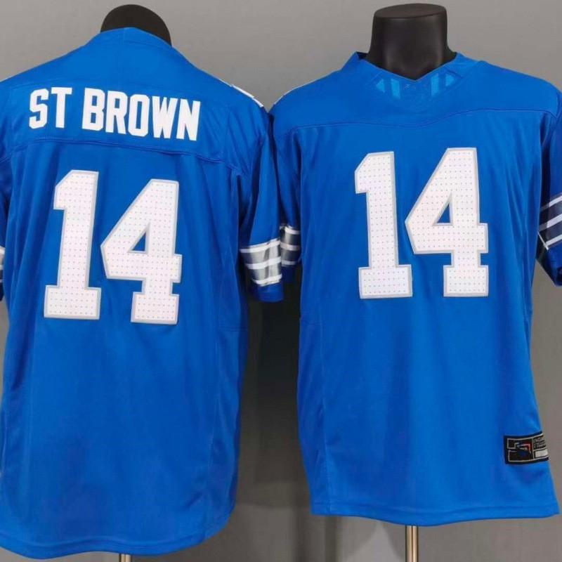 Mens 3rd Generation Detroit Lions 14 St. Brown Blue Football Jersey