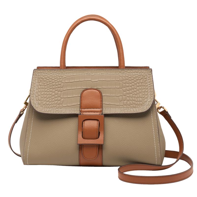 Genuine Leather Women's Bags Shoulder Messenger Lock Cover Super Soft Skin Ladies  Bags