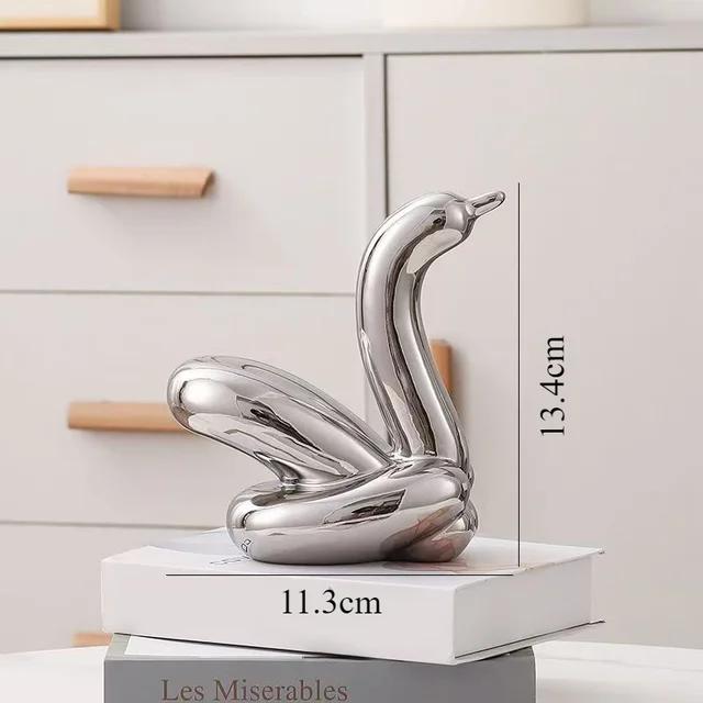 13.4cm Mini Creative Swan Abstract Ceramic Ornament Sculpture Study Room Statue Home Office Accessories Decoration Gift