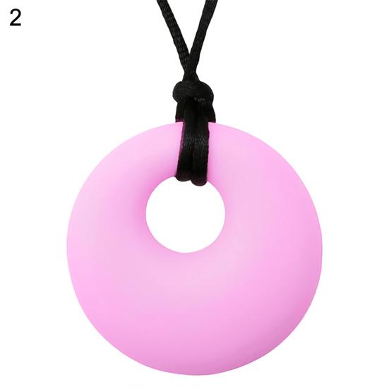 Mom Round Pendant Necklace Baby Teething Nursing Bite Chew Soft Silicone Teether Toy
