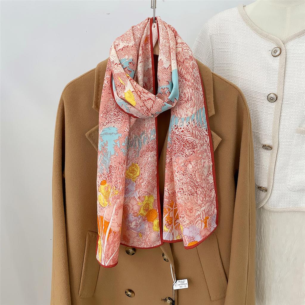 160X33Cm New Winter Thicken Silk Cashmere Scarf Women Hand Rolled Shawls Print Long Scarves Wrap Bandana Big Hijabs Female