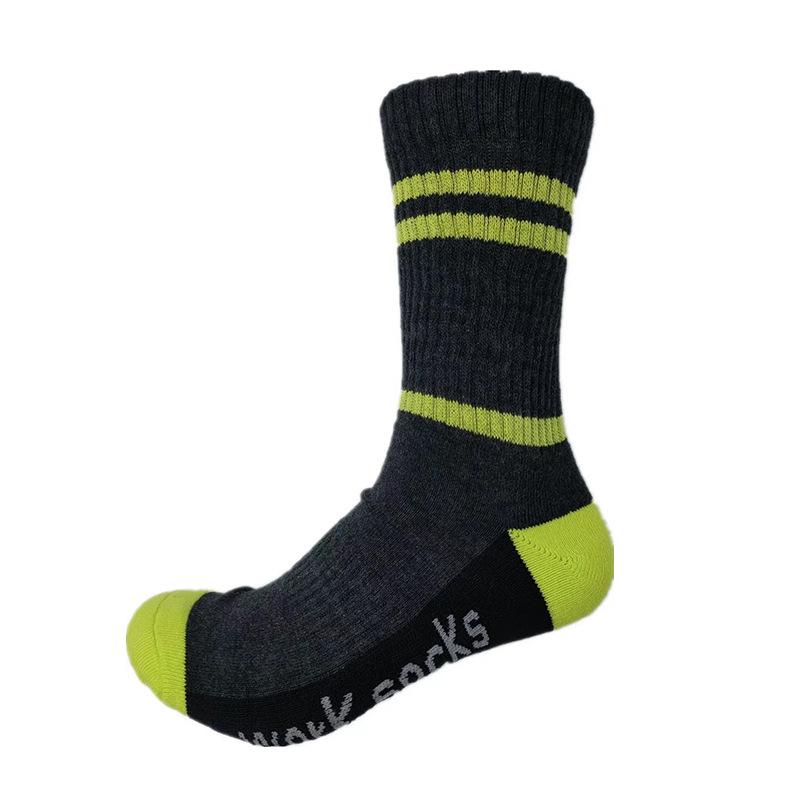 

Утолщенные носки-петли, теплые спортивные носки из флиса с высоким верхом, полосатые носки для мужчин и женщин, дышащие и влагоотводящие 1 pair жёлтый/темно серый