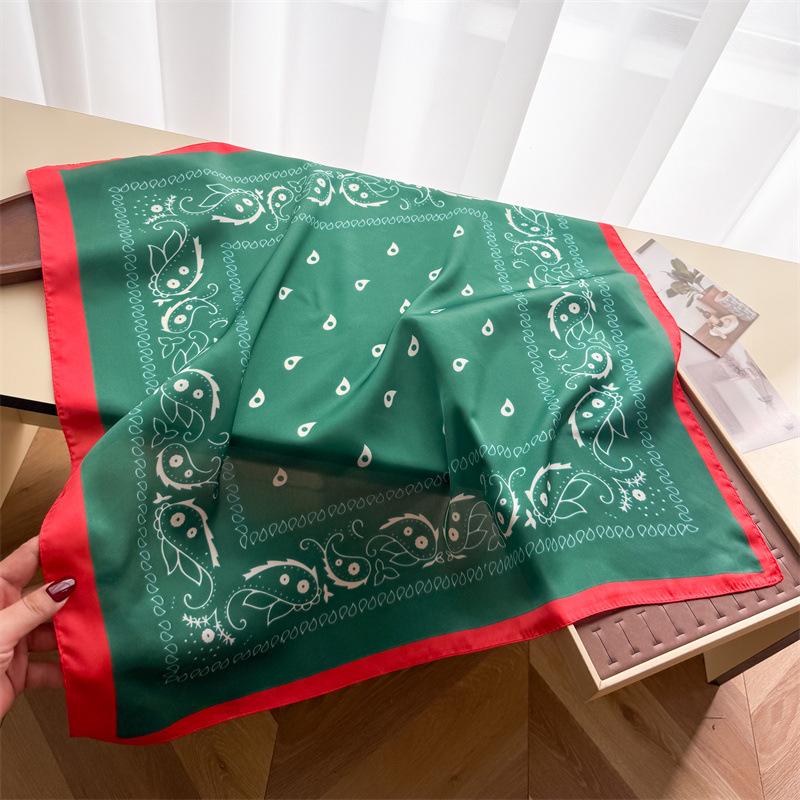 Ethnic style cashew nut simulation silk printing silk scarf small square scarf high-end shawl sunscreen neck scarf headscarf scarf